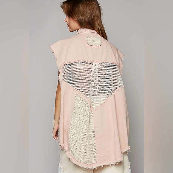 #130 CLOSEOUT FIRM🌸New! Pol Cotton Unique Mesh Vest with Studs - Picture 4 of 5